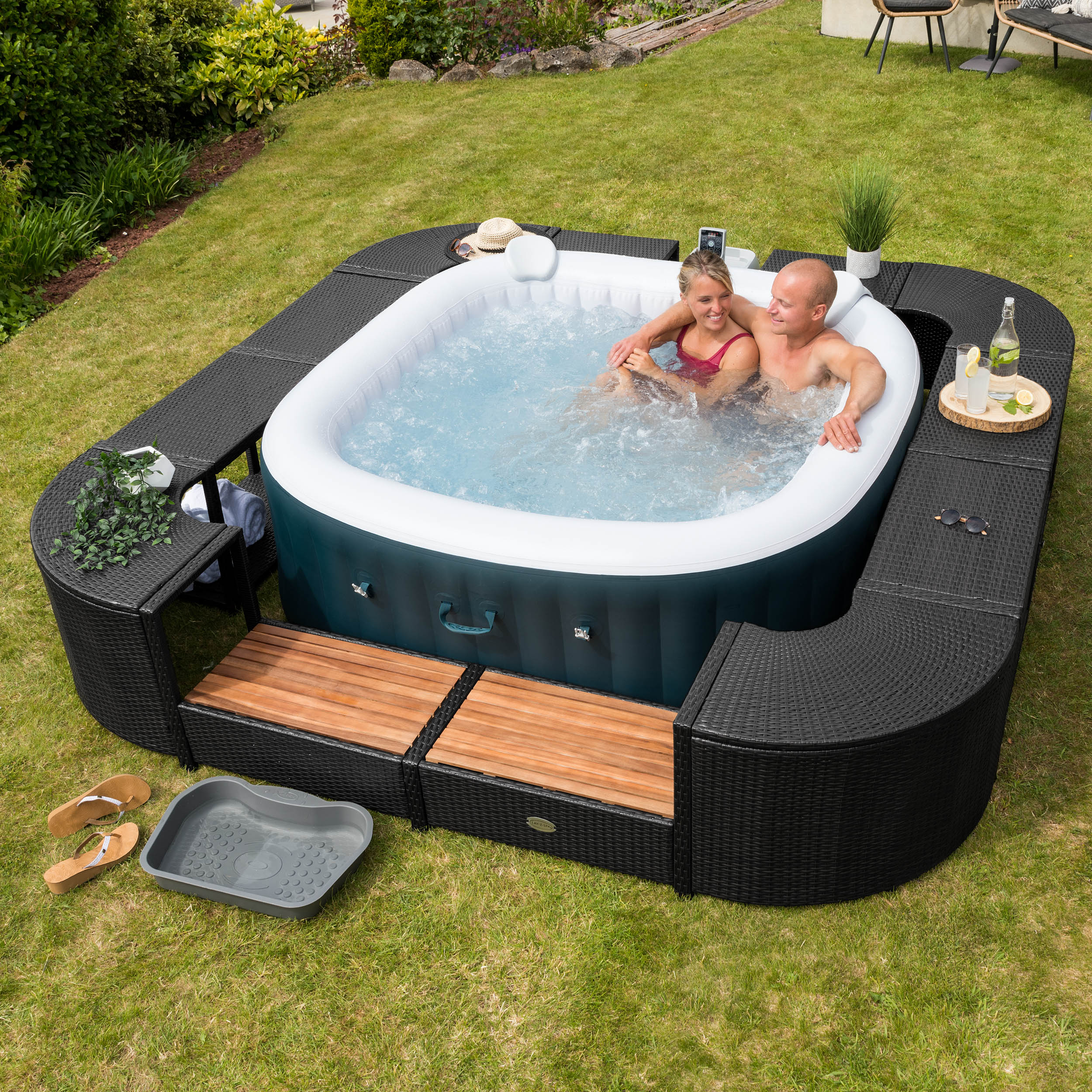 Square Rattan Hot Tub Surround 188cm Black