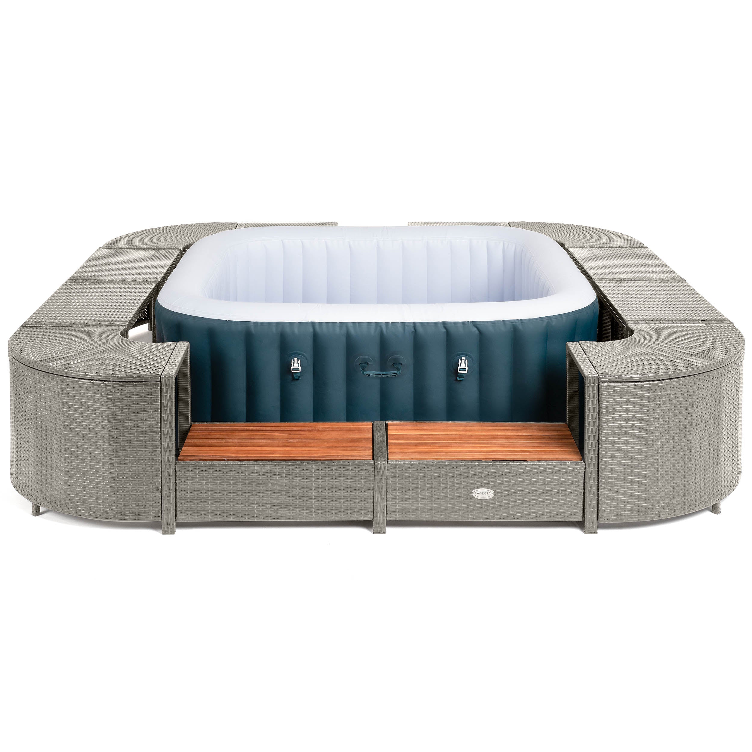 Square Rattan Hot Tub Surround 188cm Grey