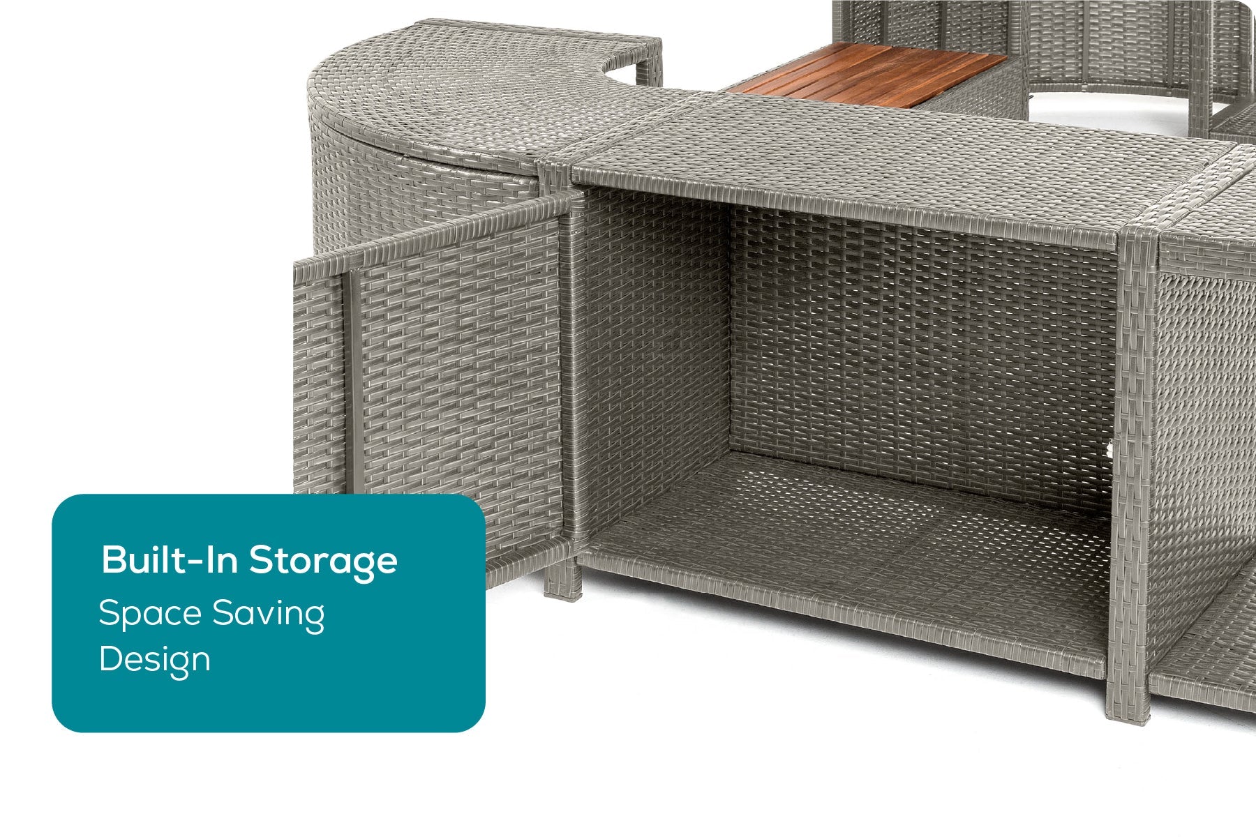 Square Rattan Hot Tub Surround 188cm Grey