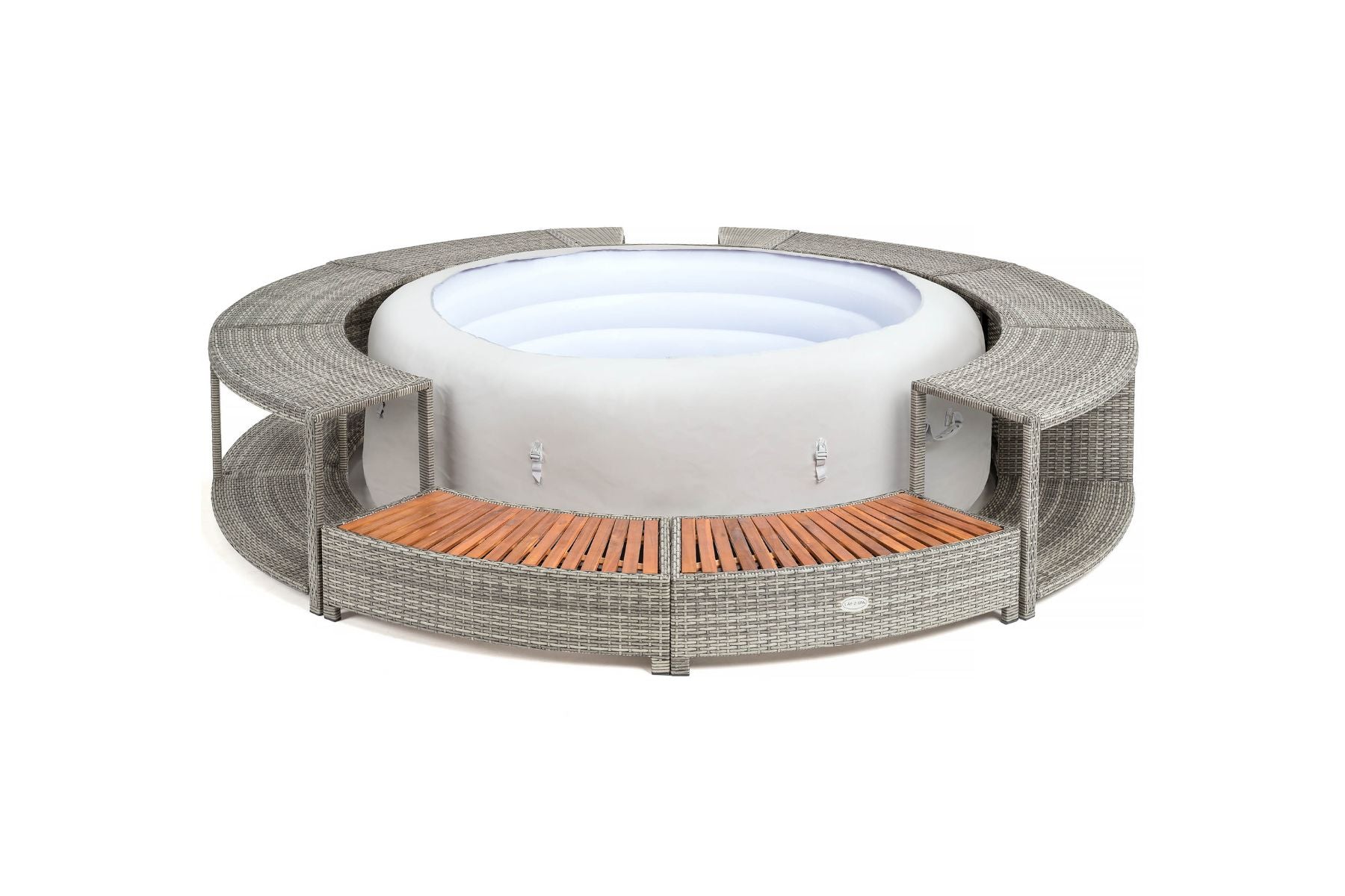 Round Rattan Hot Tub Surround 200cm Grey