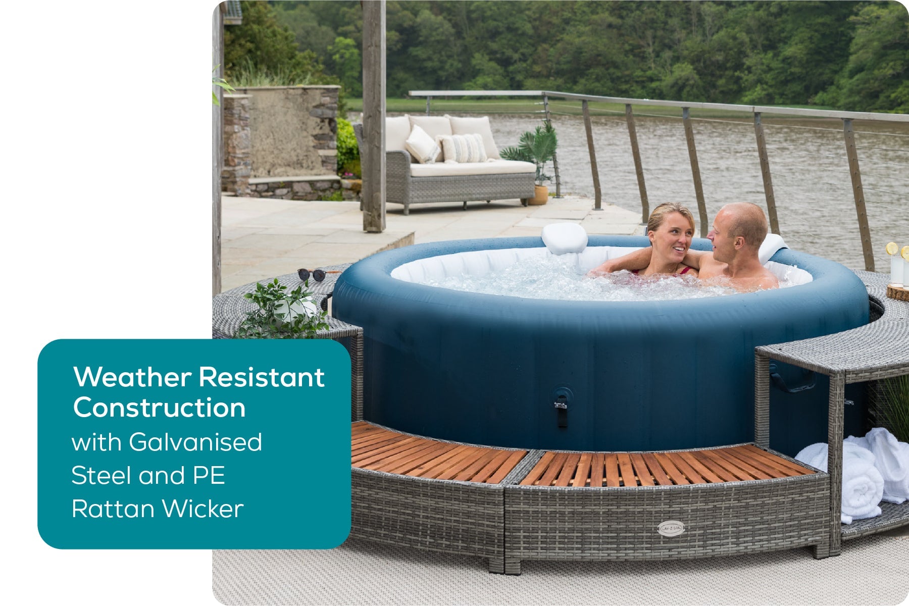 Round Rattan Hot Tub Surround 200cm Grey