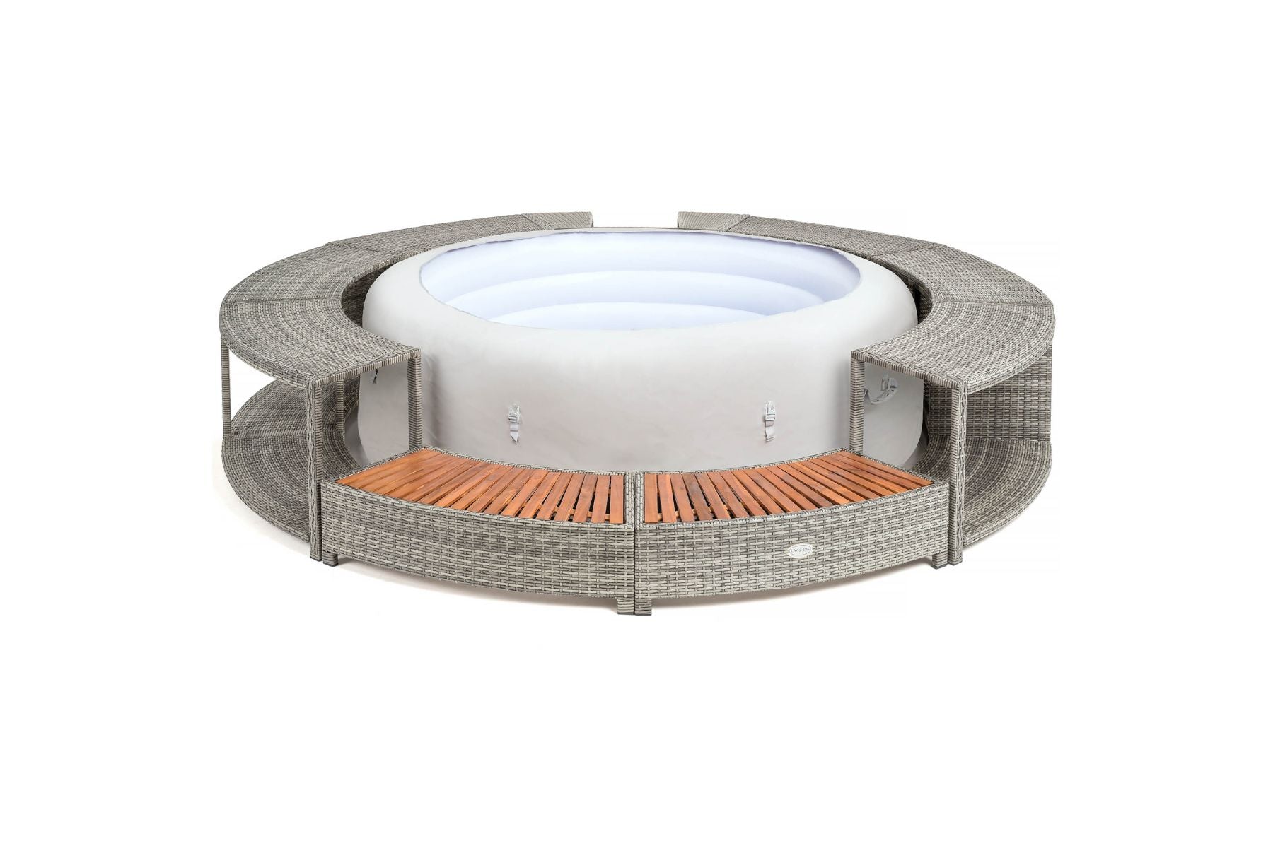 Round Rattan Hot Tub Surround 180cm Grey