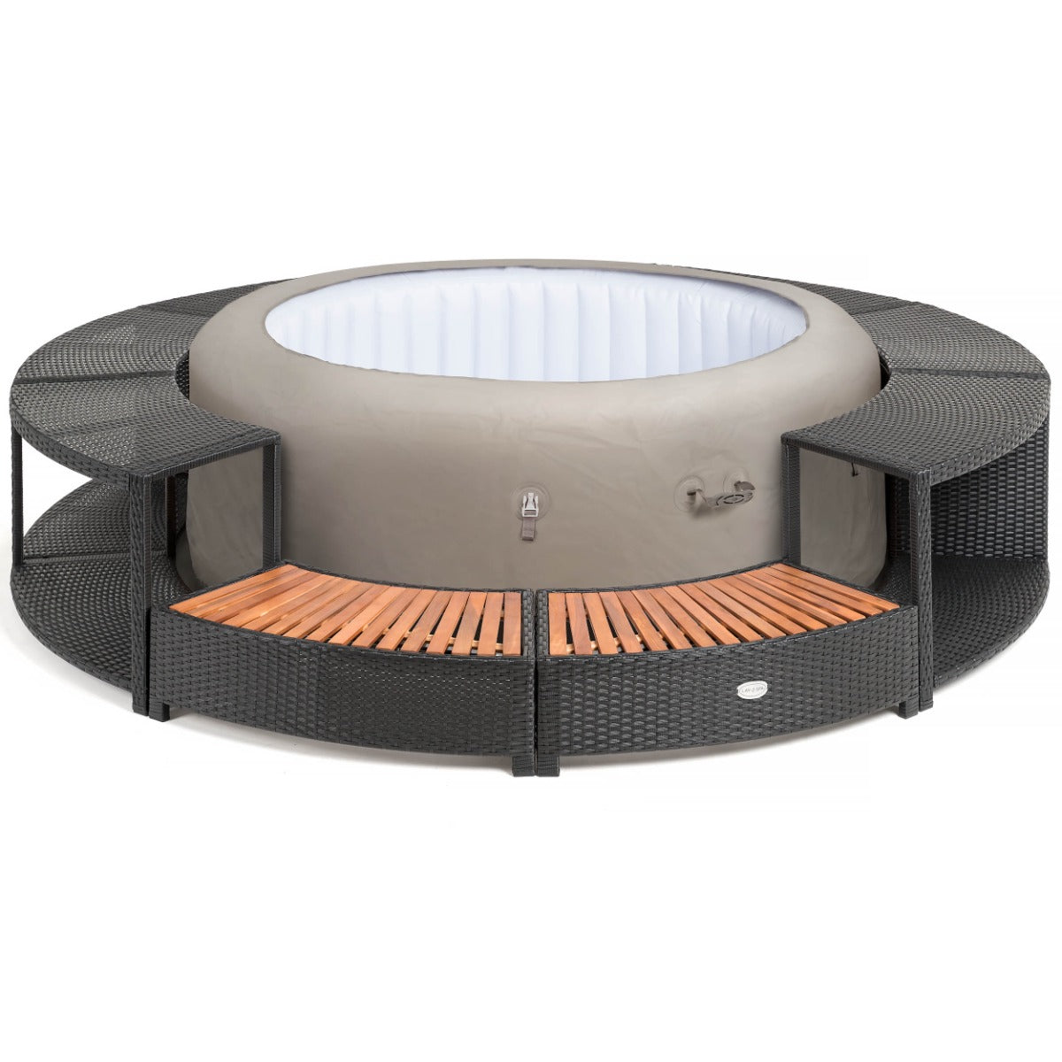 Round Rattan Hot Tub Surround 180cm Black