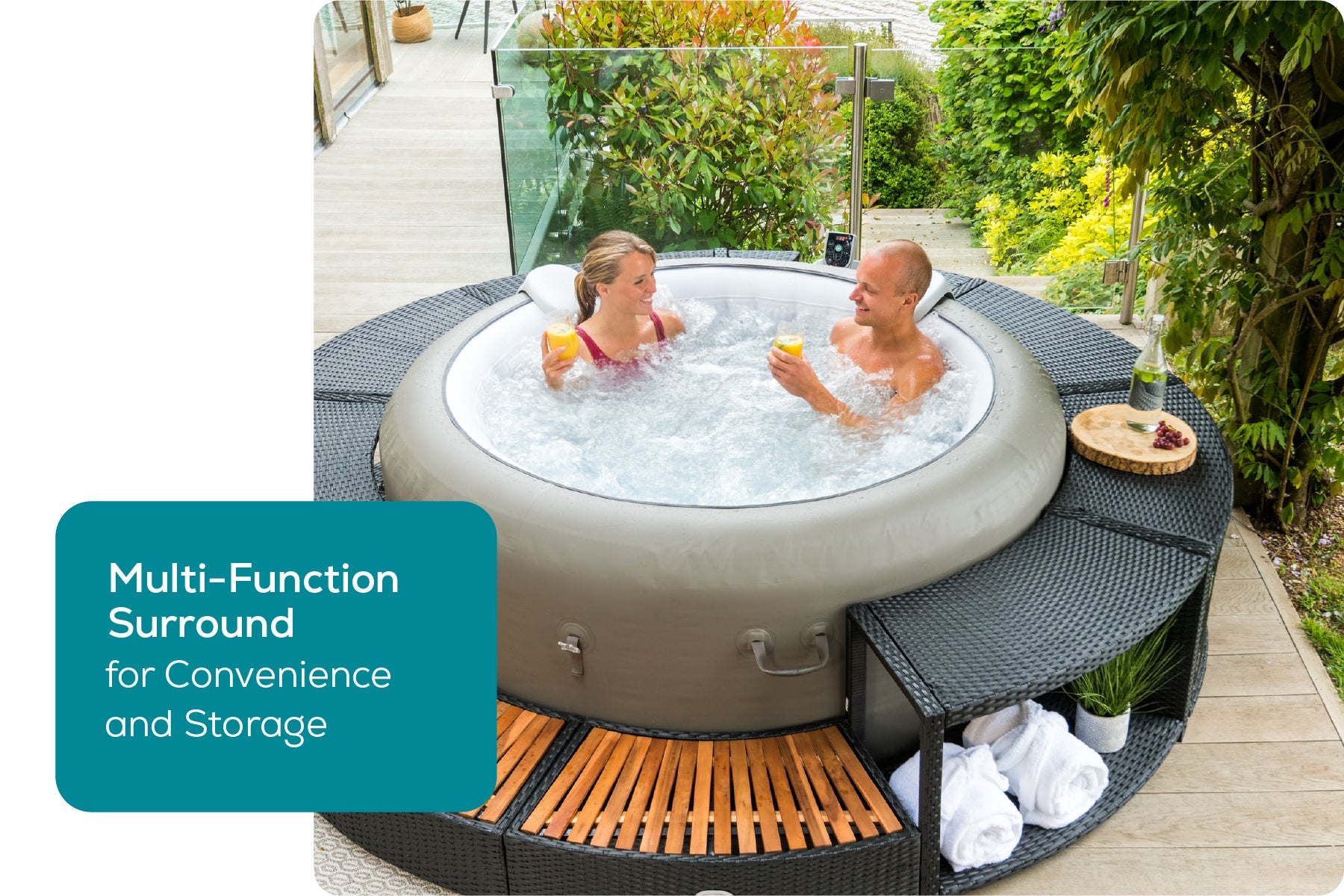 Round Rattan Hot Tub Surround 200cm Black