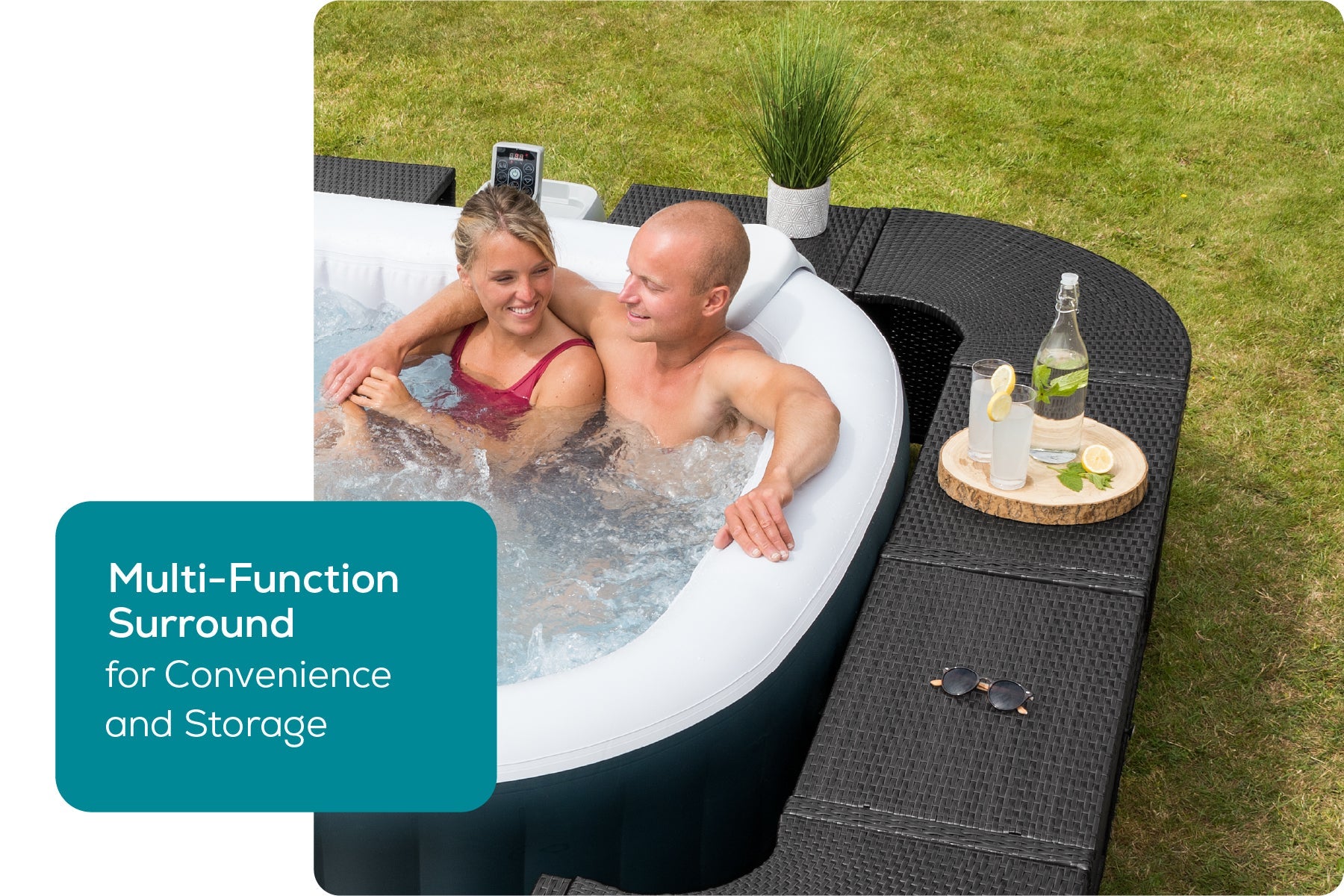 Square Rattan Hot Tub Surround 188cm Black