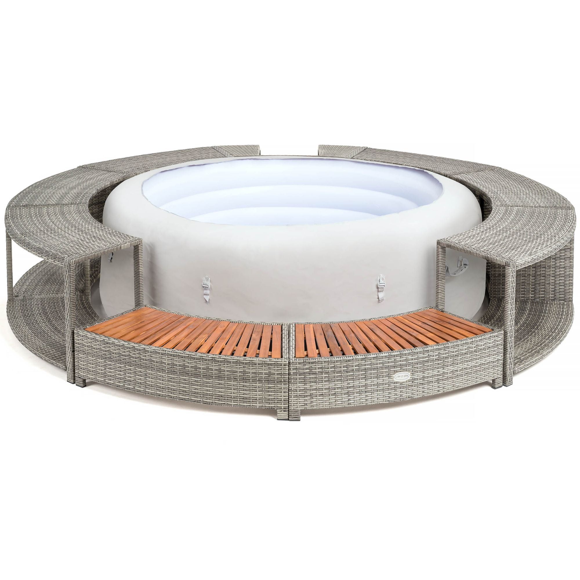 Round Rattan Hot Tub Surround 180cm Grey