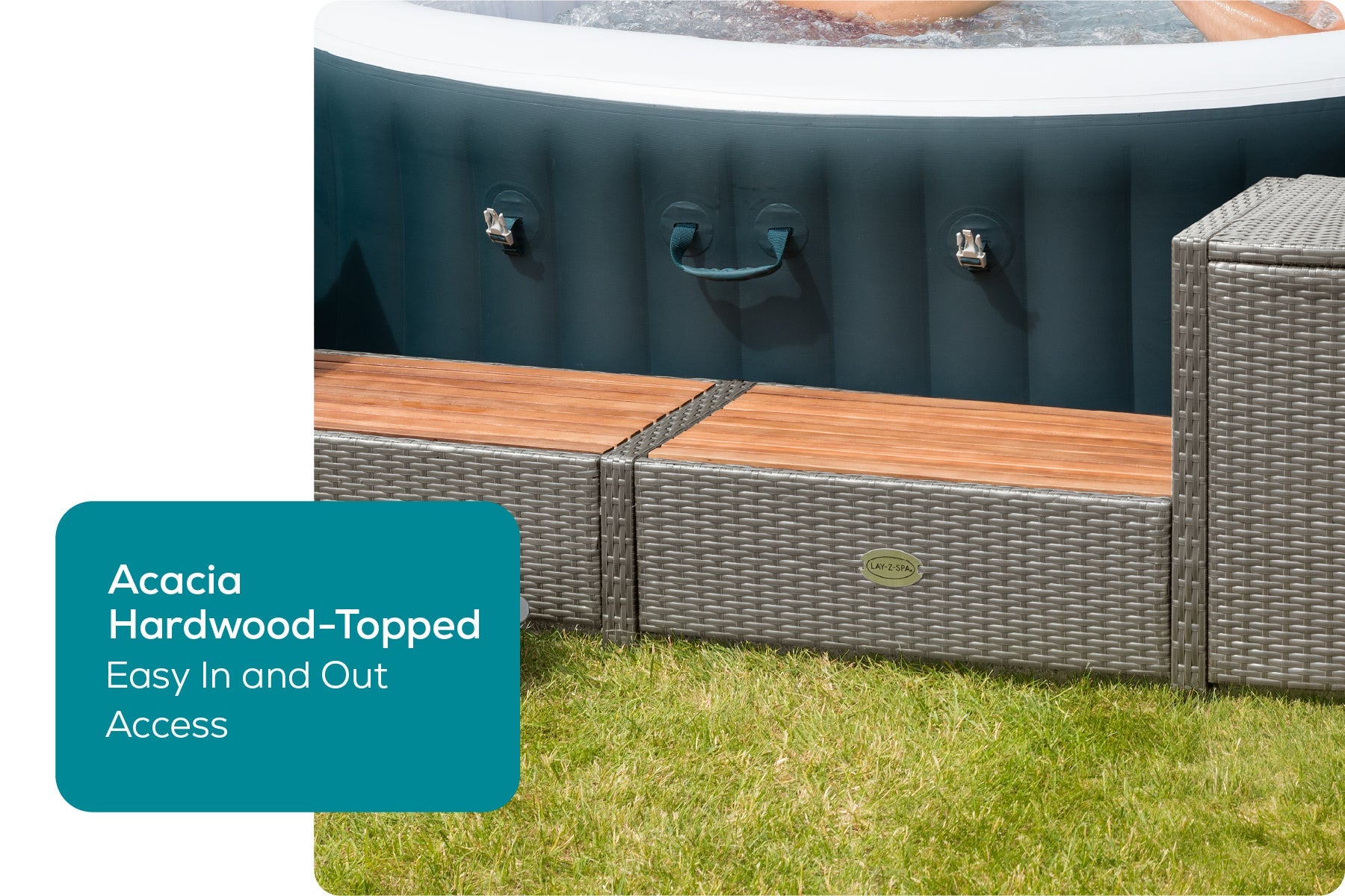 Square Rattan Hot Tub Surround 188cm Grey